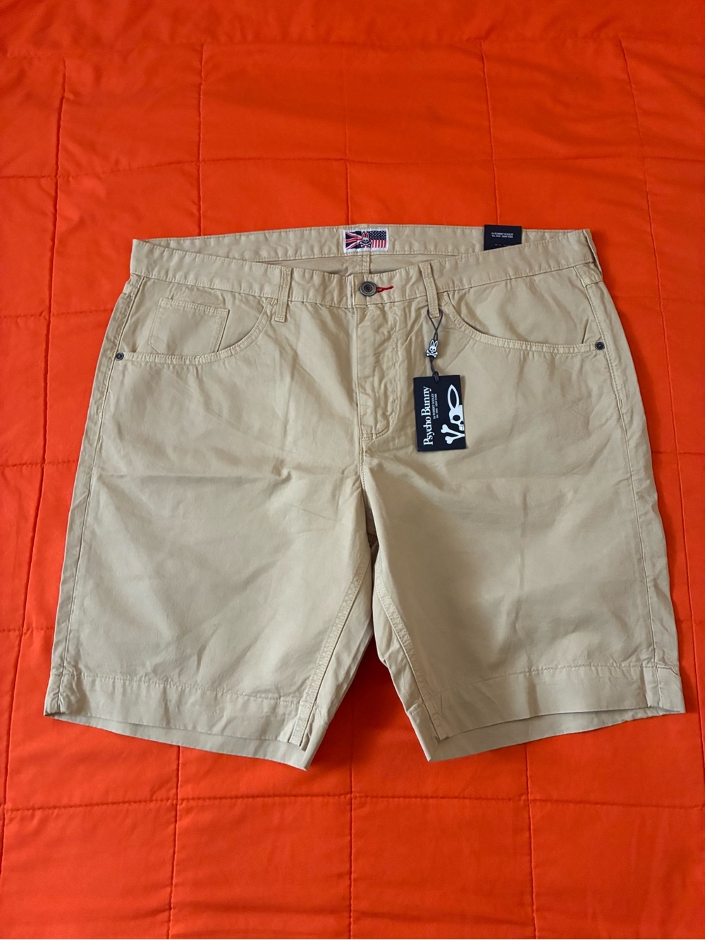 Psycho Bunny Shorts Mens 38 Beige Chino